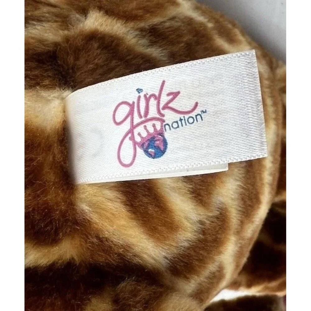 Girlz Nation Giraffe Plush 13” Brown Pink Stuffed Animal Soft Toy